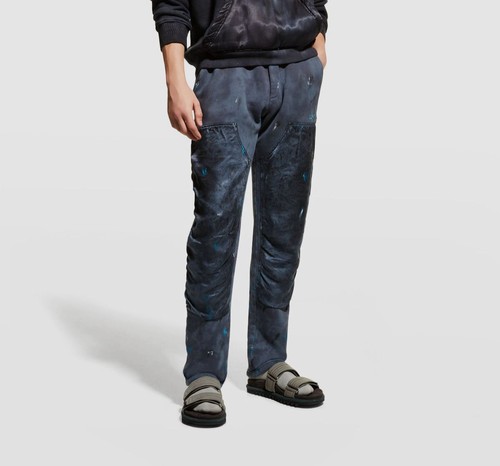 LOST DAZE $750 LOST DAZE MEN'S BLUE PAINT SPLATTER DRAWSTRING WAIST SWEATPANTS SIZE S