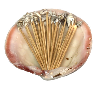Vtg Clam Sea Shell Toothpicks Appetizer Tiki Beach Party Cocktail Skewer Picks