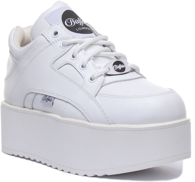 Pre-owned Buffalo Technology Buffalo Rising Towers Womens Nappa Platform Sneakers In White Uk Sizes 3 - 7