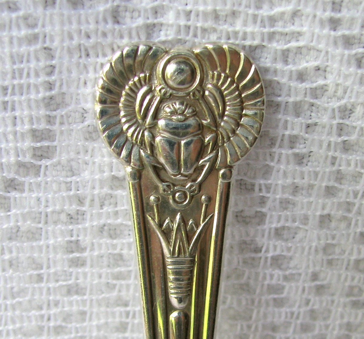 Wm Rogers Scarab Silverplate Dessert Fork Oneida Antique Egyptian Salad Fork,