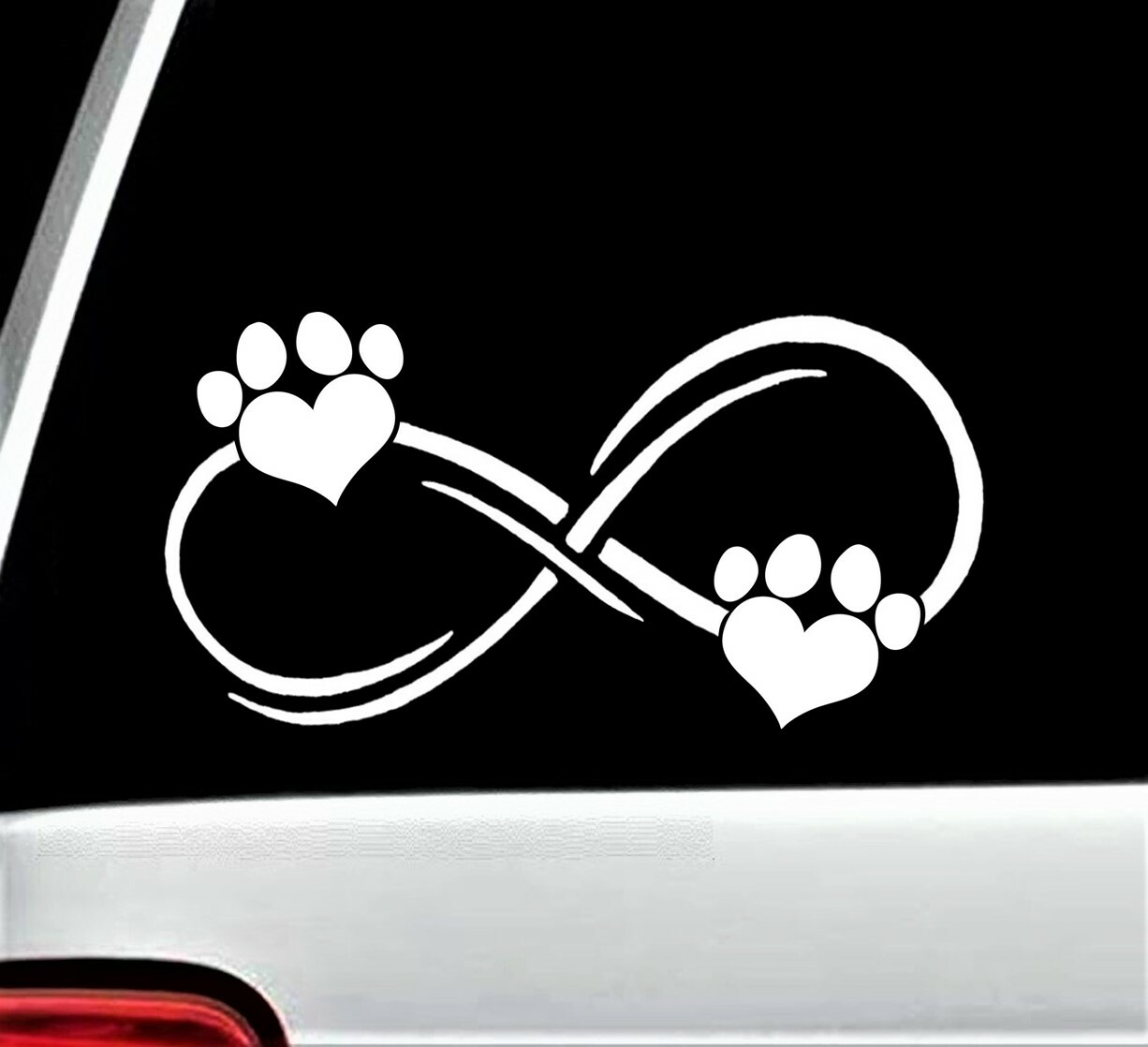 Infinity Paws Heart Decal Sticker for Car Window Dog Cat Mom pet accessory BG384