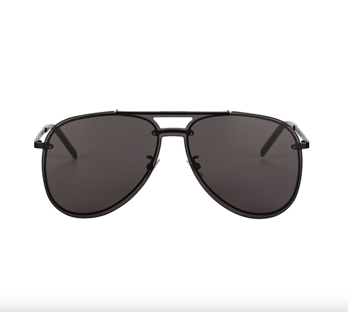 Pre-owned Saint Laurent Yves  Classic11-mask-003-99 Black Sunglasses In Silver