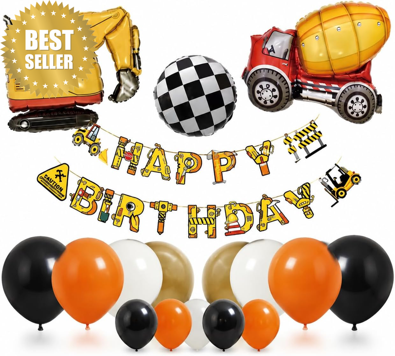 Construction Vehicle Foil Balloons Kit
