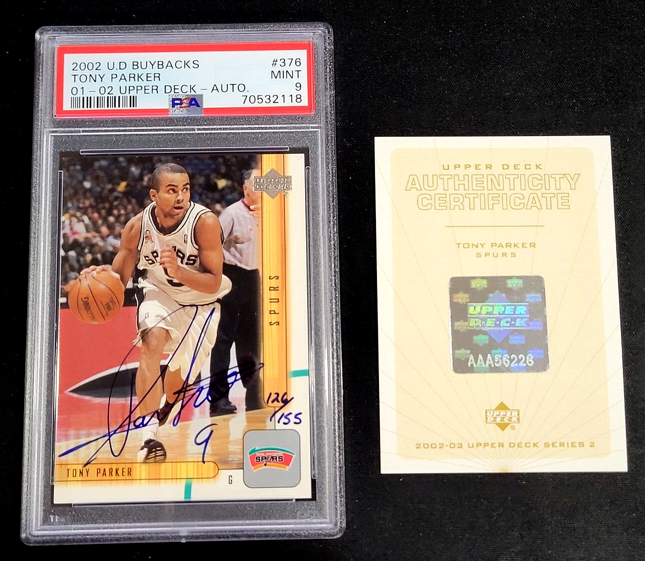 その他 TONY PARKER auto PSA 9 MINT 2001 RC UD AUTOGRAPHED #376 TONY PARKER 2002