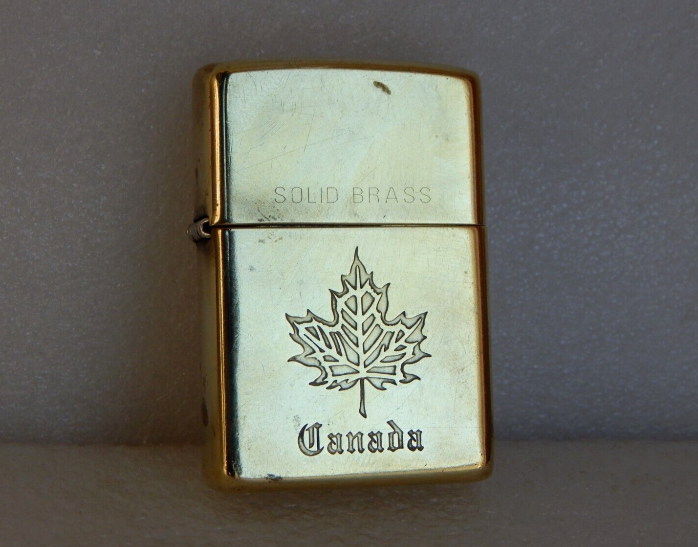 Vintage Solid Brass Zippo Lighter CANADA E XVI 2000 made in