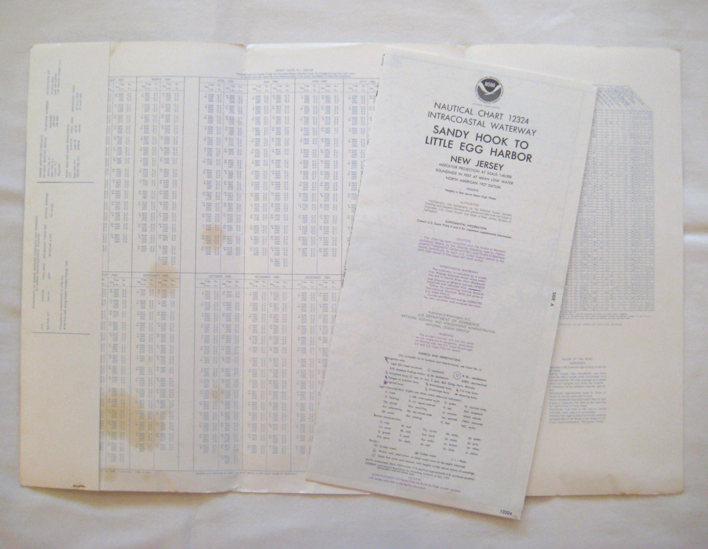 #3 Vintage 1982 NOAA NAUTICAL CHART #12324 Sandy Hook to Little Egg Harbor
