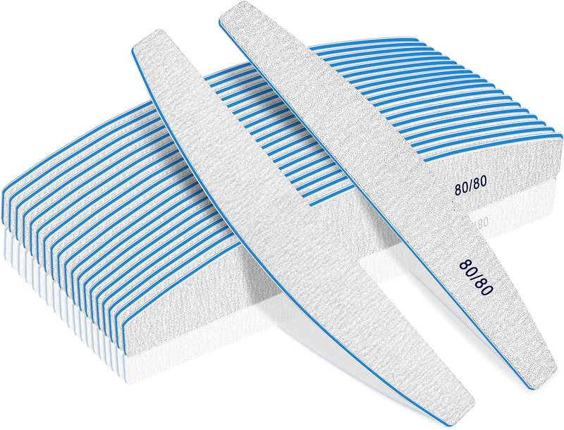 80/80 Grit Nail Files For Acrylic Nails & Gel Nails Double