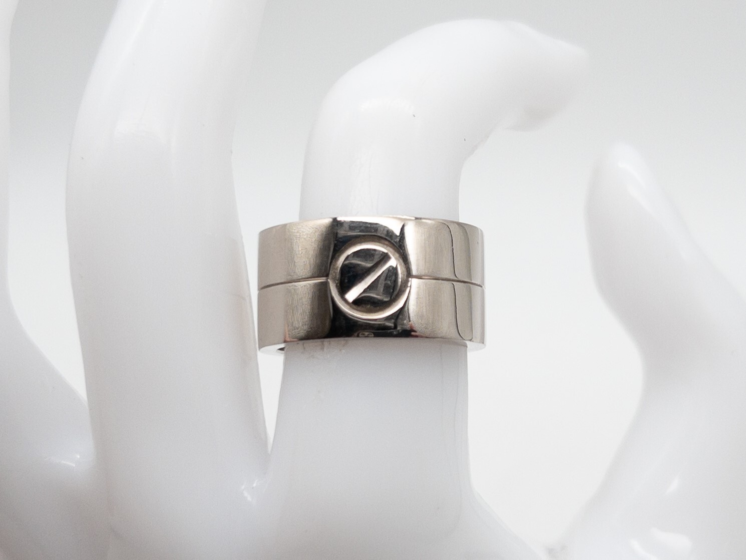 $4250 LOVE CARTIER Signed 12mm 18k White Gold Band Ring SZ
