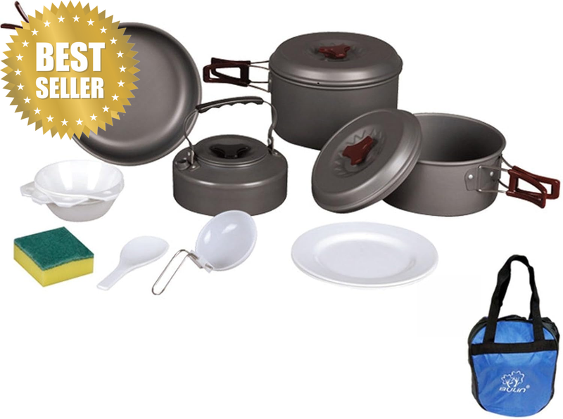 Camping Cookware Set Portable Mess Kit for Camping Backpacking Travel Lightweigh