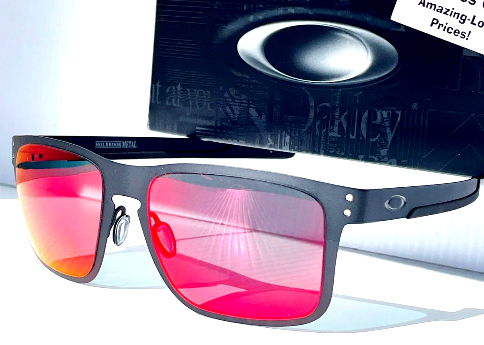 Pre-owned Oakley Holbrook Metal Matte Black Polarized Galaxy Magenta Sunglass 4123 In Purple