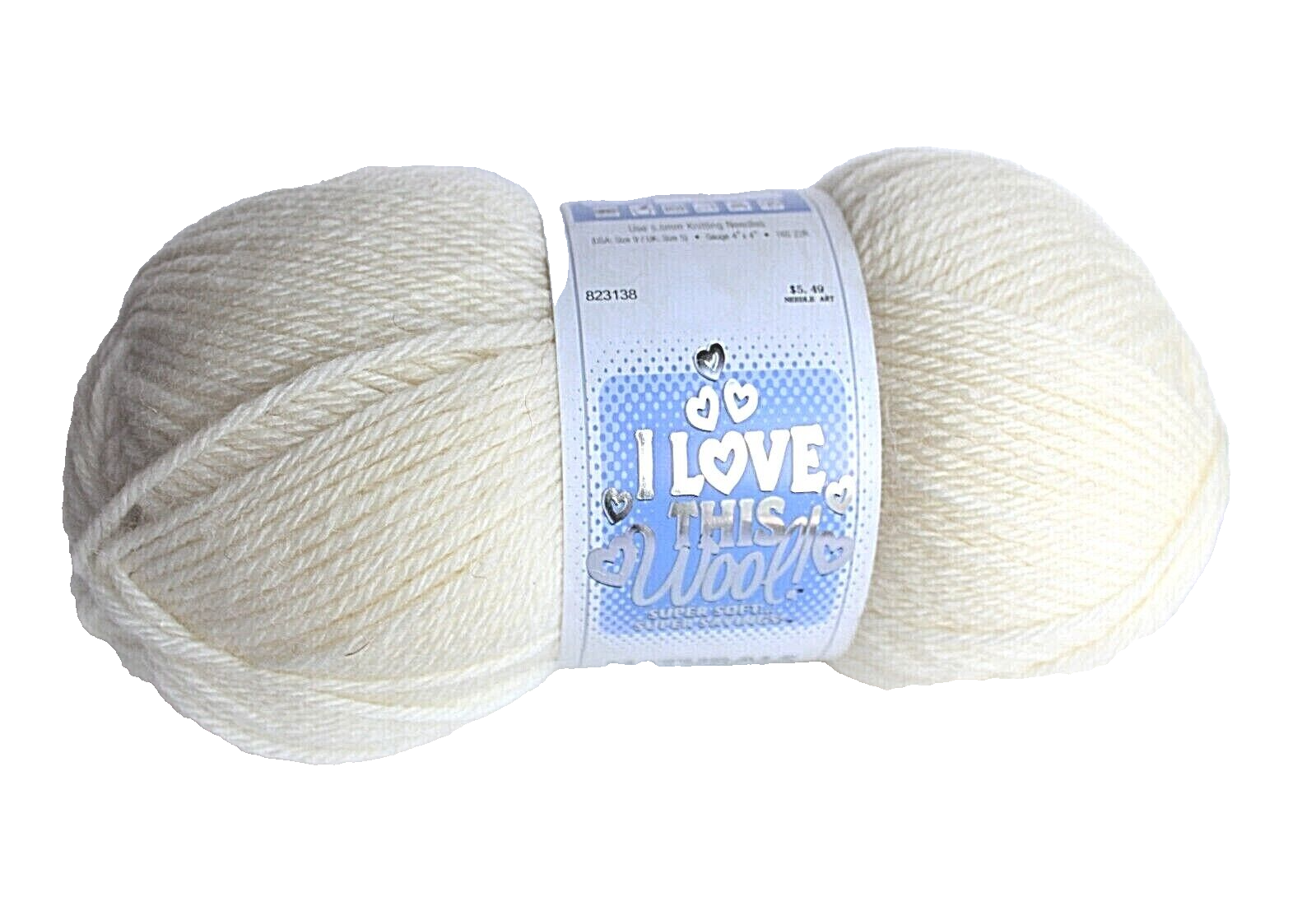 I Love This Wool Yarn Naturals Color Ivory 100% Wool 220