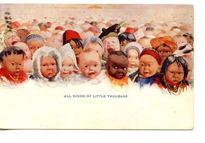 Children-Different Nationalities-All Kinds Little Troubles-Cute Vintage Postcard