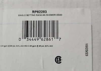 Delta RP62283BL Single-Spray Square Shower Head - Matte Black
