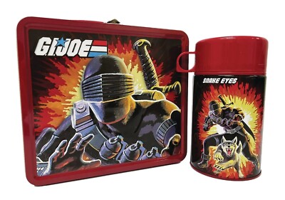G I JOE TIN TITANS LUNCH BOX THERMOS SNAKE EYES STORMSHADOW PX EXCLUSIVE