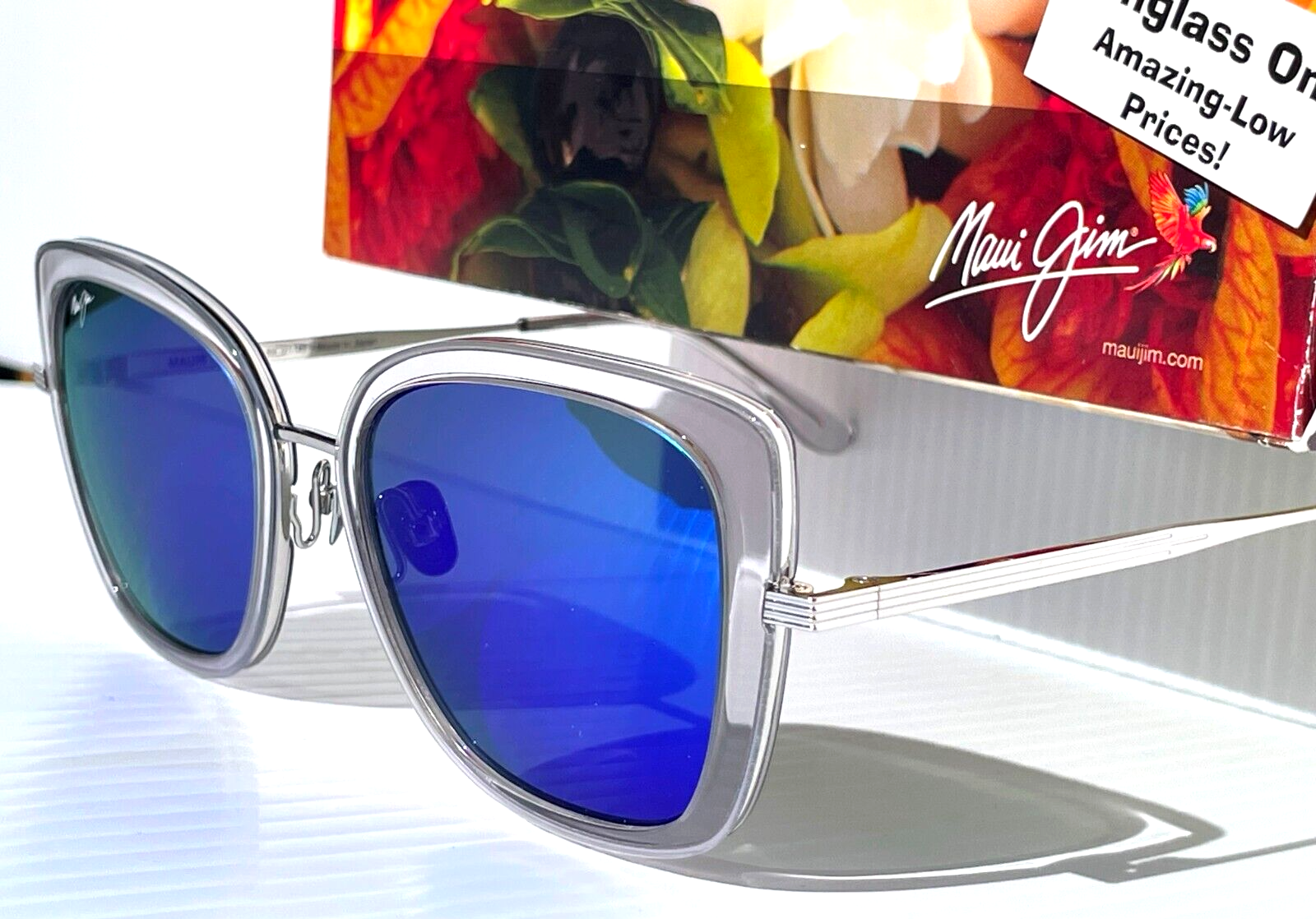 Pre-owned Maui Jim Violet Lake Transparent Polarized Maui Blue Lens Sunglass B843-11