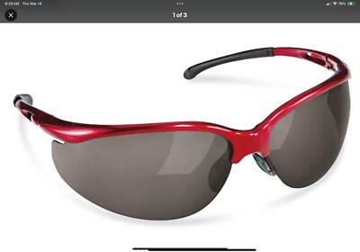Uline Redhawk Safety Glasses w/Smoked Lens Red Frame