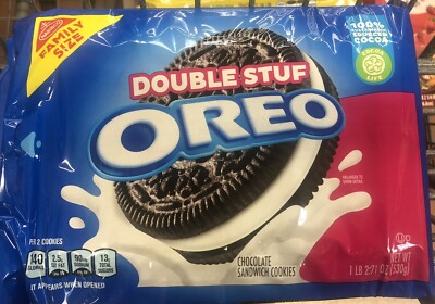 NABISCO OREO Family Size Double Stuf Chocolate Sandwich Cookies 1 lb 2.71 oz