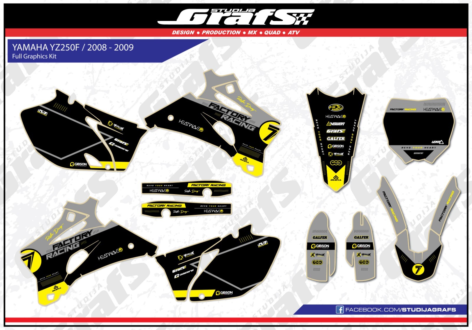 2008 2009 YZ 250F Graphics Kit For YAMAHA YZ250F YZF 250 F Decals