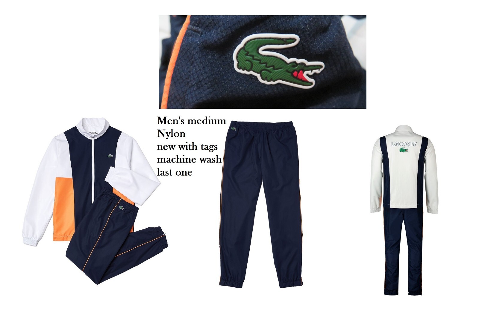 Lacoste Men's size Medium Sport Track Suit WH0877 Nylon