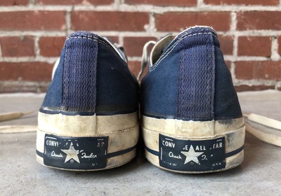 Vintage 70s Converse Black Label 11.5 Navy Blue Irregular Made In USA W/ Box