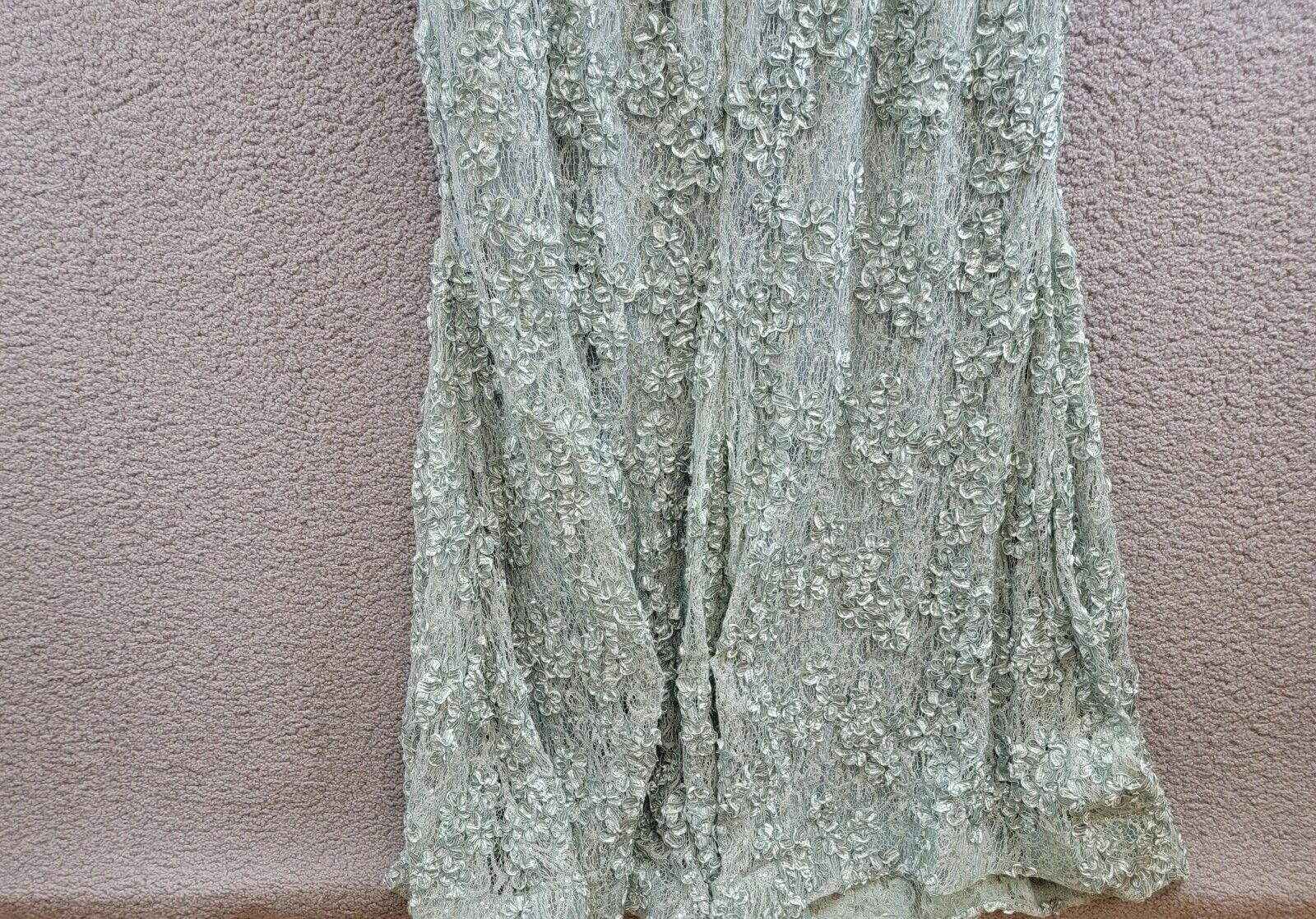 XSCAPE Plus Size Embellished Lace Off-The-Shoulder Gown Women's 22W Sage Zip - Picture 11 of 16