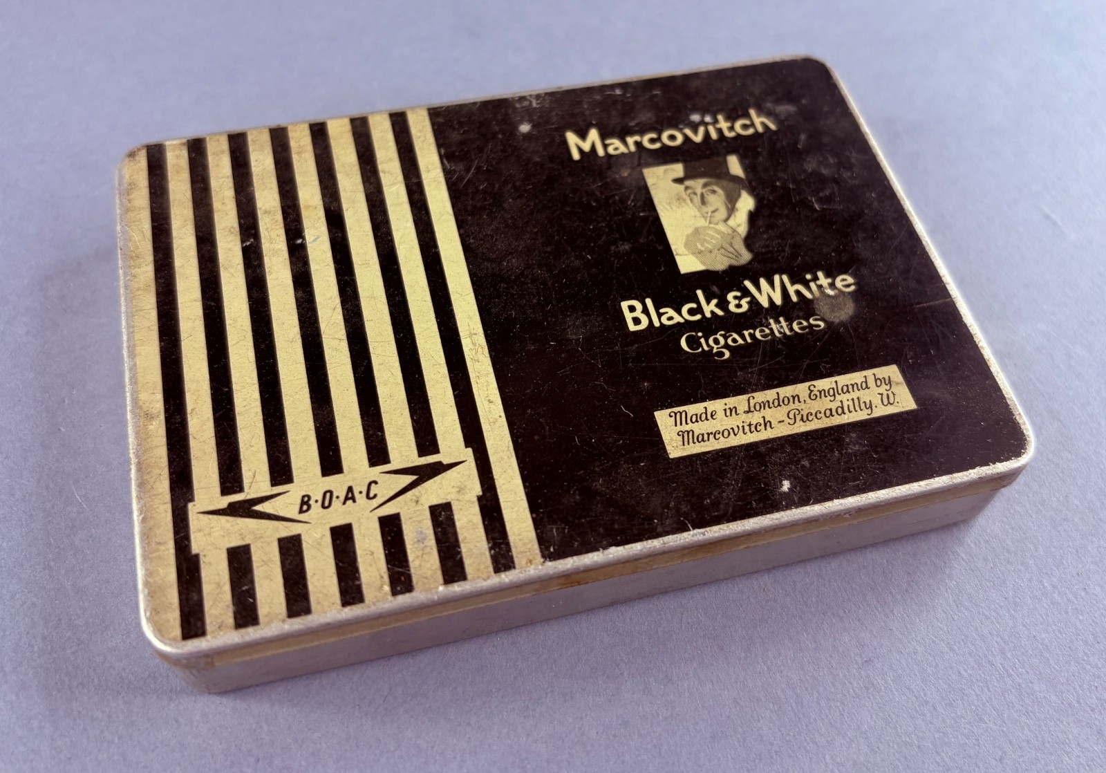 BOAC Airline Cigarette Tin Marcovitch Vintage Original Airline Tobacciana