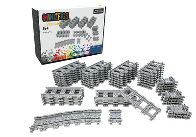 Minizfigs City Sets Train Track Expansion Building Brick Toy Set 56 Pcs