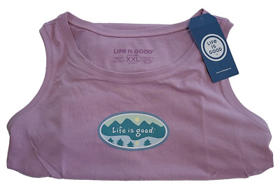 Life Is Good Crusher Tank Top MOUNTAINSIDE OVAL Lake Tree Chest48in Womens XXL