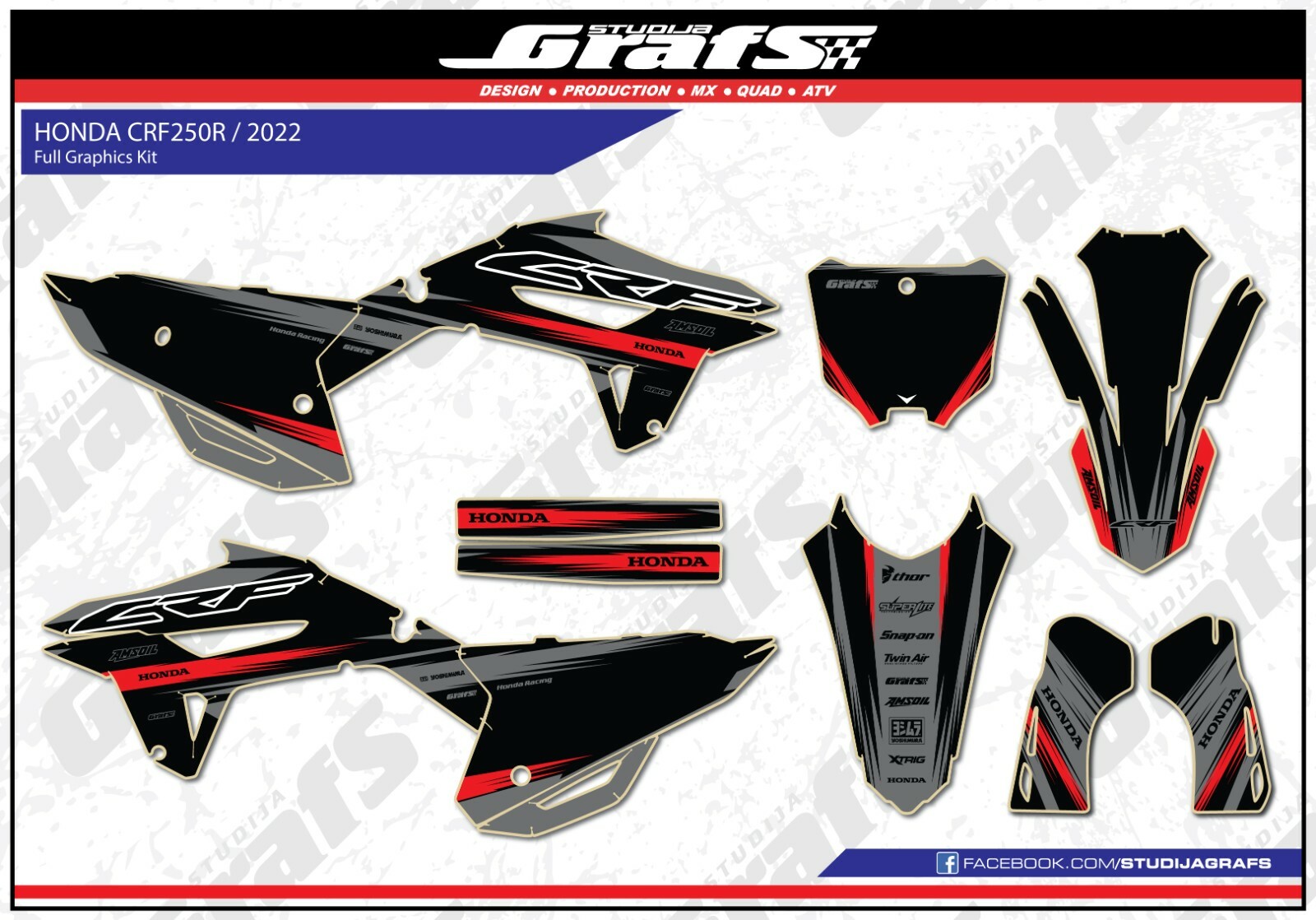 CRF250R （2022〜2024）　白黒外装 Honda-CRF-250-300-450-RX-2022-