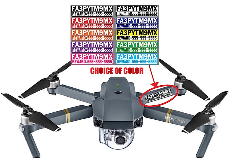 Set of 4 FAA Required Drone Registration Number Decal Set - Choose Color