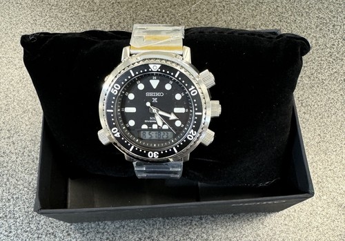 Pre-owned Seiko Prospex Analog Digital Snj033 46.9mm Stainless Steel Solar Diver's Watch
