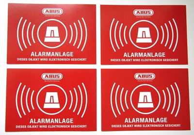 4x ABUS Aufkleber Funk Alarmanlage Dummy Einbruchschutz Sicherung Haus Wohnung