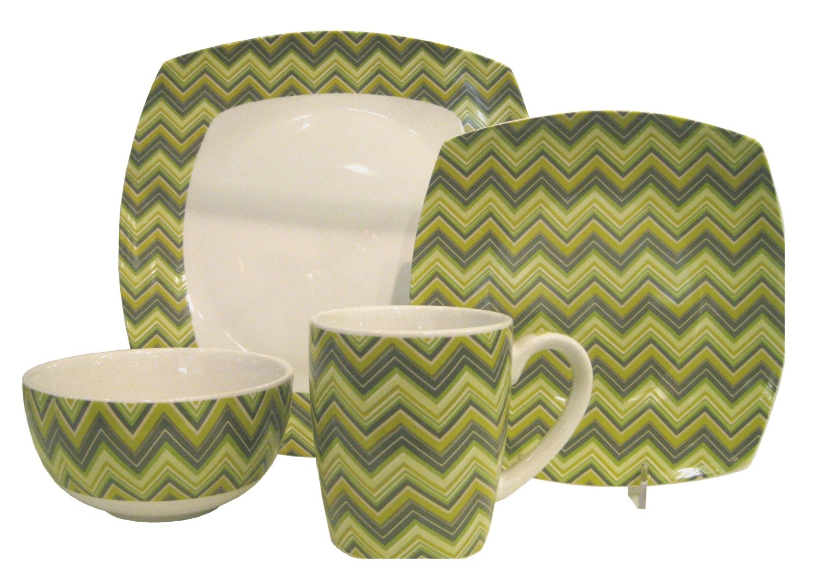UPC 783325000053 product image for American Atelier 16-piece Zigzag Dinnerware Set, Green | upcitemdb.com