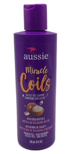 Aussie Miracle Coils Shampoo with Cocoa Butter & Nut Oil Sulfate Free 8 oz