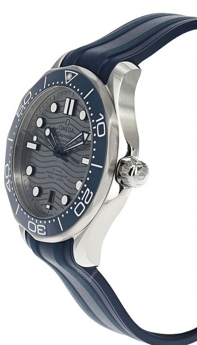 Pre-owned Omega Seamaster 42mm Gray Dial Rubber Men's Watch 210.32.42.20.06.001