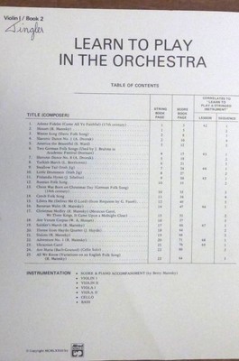Lot of 5- LEARN TO PLAY IN THE ORCHESTRA- Book 2- PIANO, BASS, CELLO, VIOLIN I,2