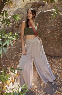 

Брюки Free People Movement Fireside с широкими штанинами Effortless Blush Nude Pink  NWT, Blush pink
