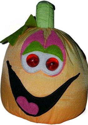 Trendmasters 1992 Animated Pumpkin Plush Light Up Eyes Vintage Halloween Decor