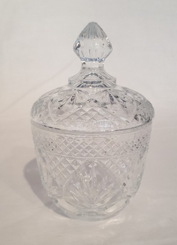 EAPG 3PC Diamond Pressed Glass Cream and Sugar Dish with Lid