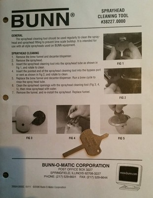 Bunn 38227.0000 Sprayhead Cleaning Tool