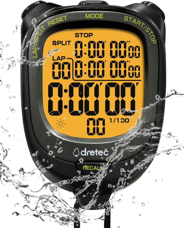 Digital Waterproof Stopwatch/Countdown Timer Lap Split with Clock Calendar Alarm