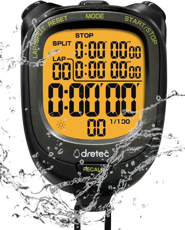 Dretec Digital Waterproof Stopwatch/Countdown Timer Lap Split w/ Clock Calendar