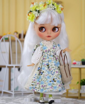 Special Combo 12'' Neo Blythe Doll BJD Outfit Shoes White Hair Custom Matte Face