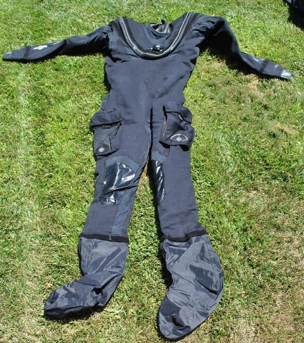 Whites Dive Drysuit Large/Regular w/Liner, Hood and Bag Used Only a Few Times