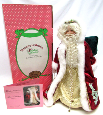 Paradise Galleries 14'' Porcelain Doll FATHER CHRISTMAS Tree Topper