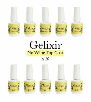 Gelixir Soak Off No-Wipe Top Coat (0.5oz-15mL) - Pack of 10! Best Deal
