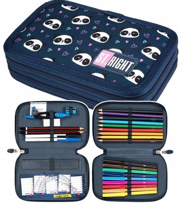 St.right Double Pencil Case with Accessories Love Panda - School Stationery