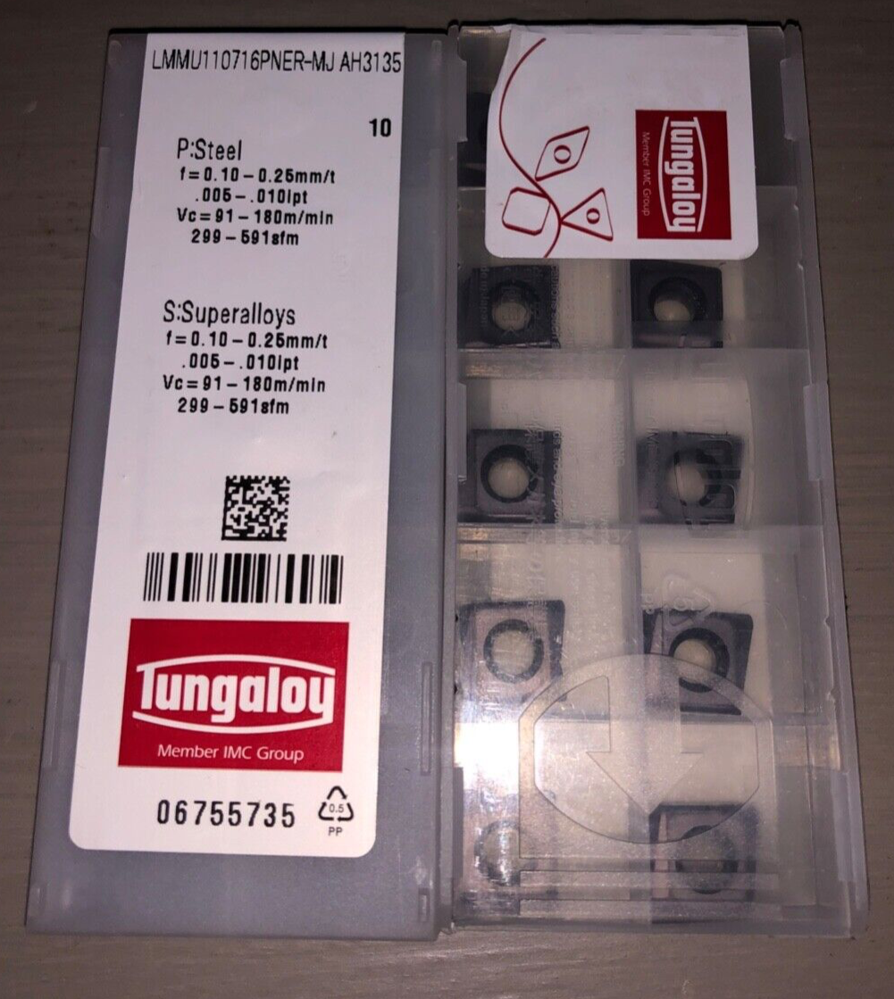 TUNGALOY CARBIDE INSERTS QUANTITY 10 LMMU110716PNER MJ AH3135