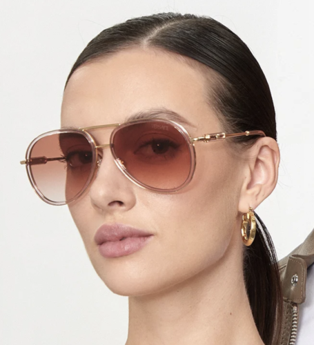 Pre-owned Versace 0ve2260-100213 Brown Transparent Sunglasses In Pink