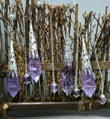 5pcs 12 sided VOGEL Style Natural Amethyst Quartz Crystal pendulum POINT Pendant
